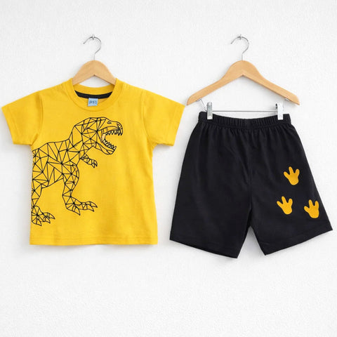 OL - Cotton Jersey - T-Shirt & Short - Yellow - Dino