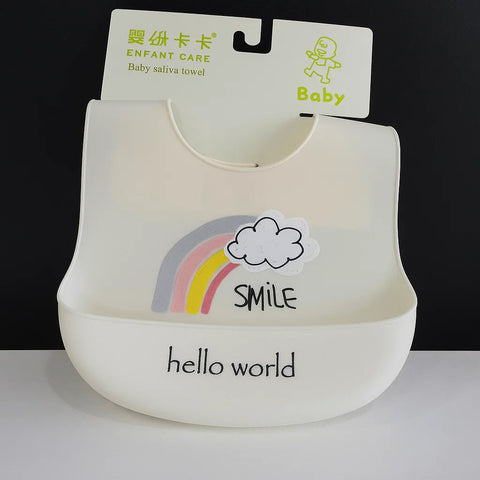 Silicon Container Bib - White - Smile