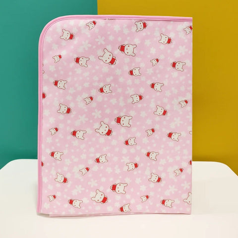 Diaper Changing Sheet - Large - 31*24 Inches - Pink - Flowers & Kitty