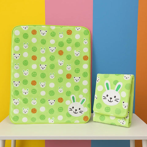 For Baby - Fur Blanket - Green - Kitty & Bear