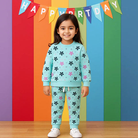 Z Kids - 2 Pieces - Suit Set - Sky Blue - Flowers - 25