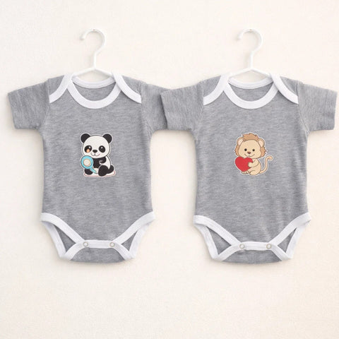 TBS - Pack of 2 - Cotton Jersey - Short Sleeve Bodysuits - Grey & Grey