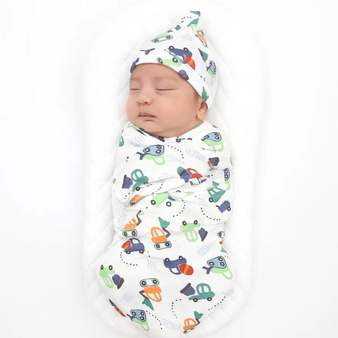 Swaddle with Cap - Colorful - Cars