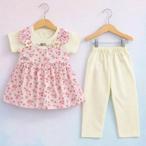 Junior - 2 Pieces - Frock Set - Pink - Queen