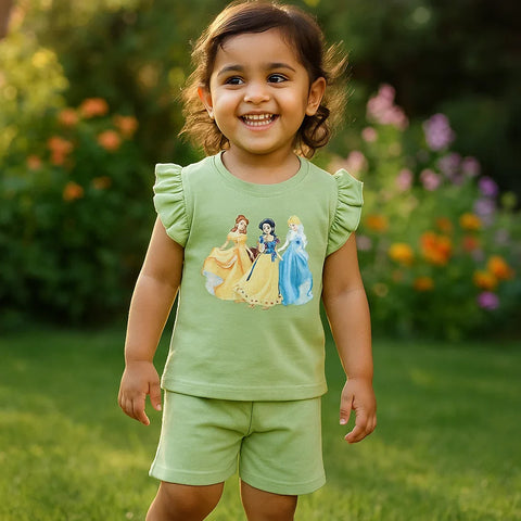 TBS_BRL - T-Shirt & Shorts - Green - Disney Princess