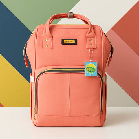 Fashion - 2 In 1 - Waterproof Diaper Backpack - Peach