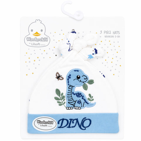 Wonderchild - Pack of 3 Hats - Blue  -  Dino