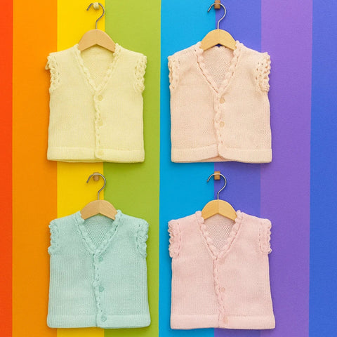 Pack of 4 - Buttoned Woolen Vests  - Colors