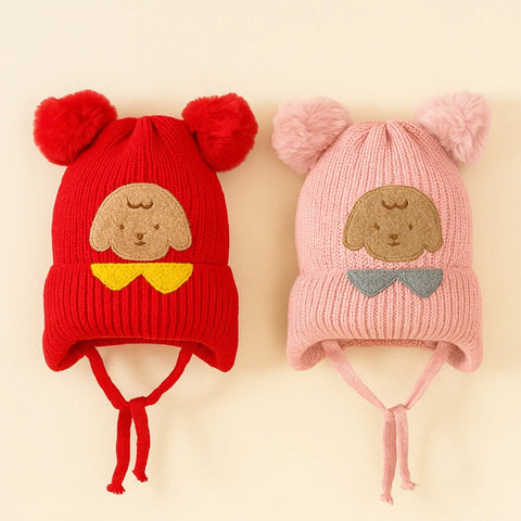 Pack of 2 - Woolen Caps - Red & Pink - Mountain Bear - 25
