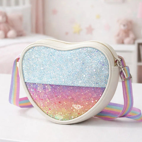 Girl's - Fashion Crossbody Bag - White - Shining Heart - 118803