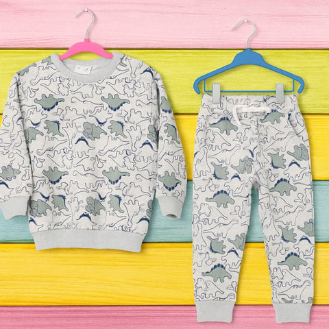 Z Kids - 2 Pieces - Suit Set - Light Grey - Dinosaurs - 25