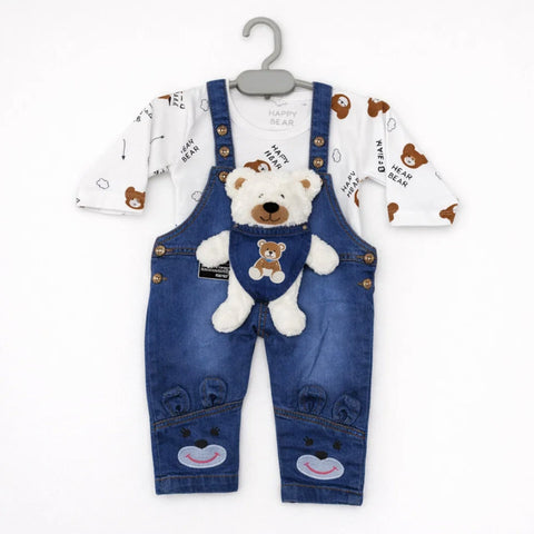 WIN - 2 Pieces - Dungaree Set - Blue - Bear