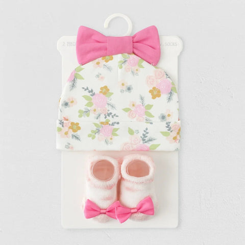 2 Pieces - Hat & Booties - Gift Set - Girls
