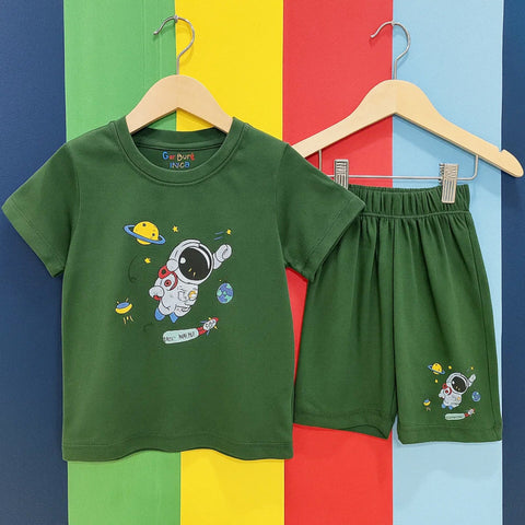 TBS_BRL - T-Shirt & Shorts - Green - Astronaut