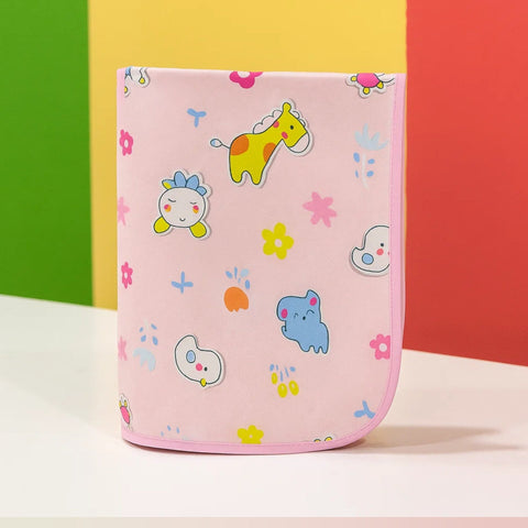 Diaper Changing Sheet - Medium - 27*19 Inches - Pink - Flowers & Animals