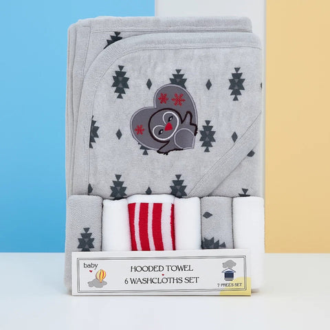 7 Pieces - Balloon Baby - Bath Towel - Gift Set - Grey - Bots