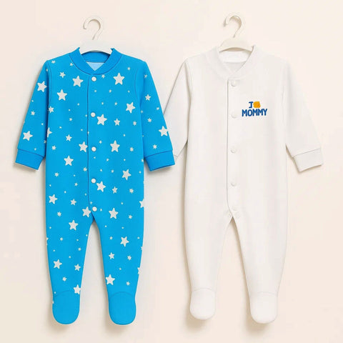 TBS - Pack of 2 Sleep Suits - Blue - Stars & Mommy