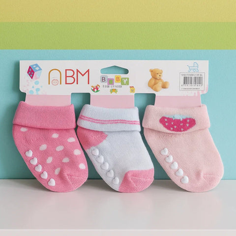 Pair of 3 Socks - Strawberry - Pink White Light Pink - 25