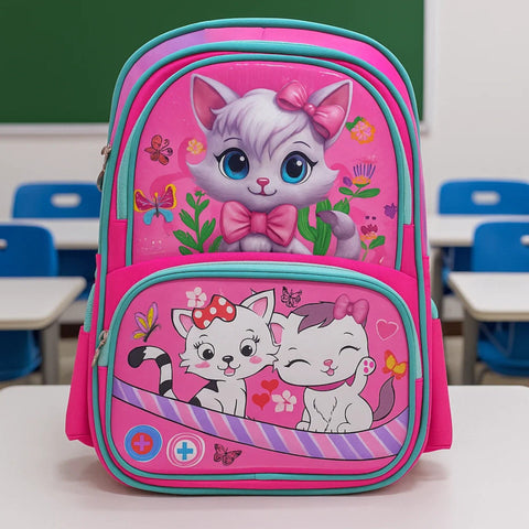 School Bag - Pink - Lovely Cat- DW10