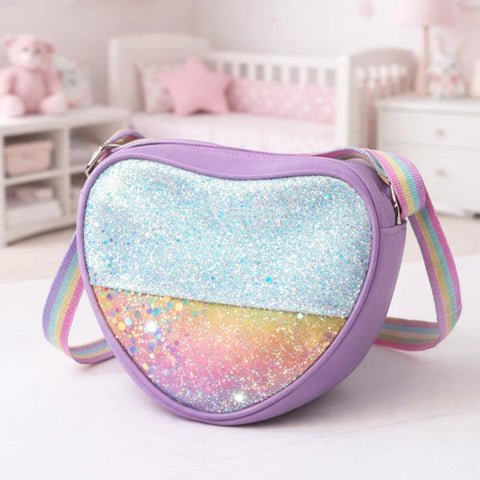 Girl's - Fashion Crossbody Bag - Purple - Shining Heart - 118803