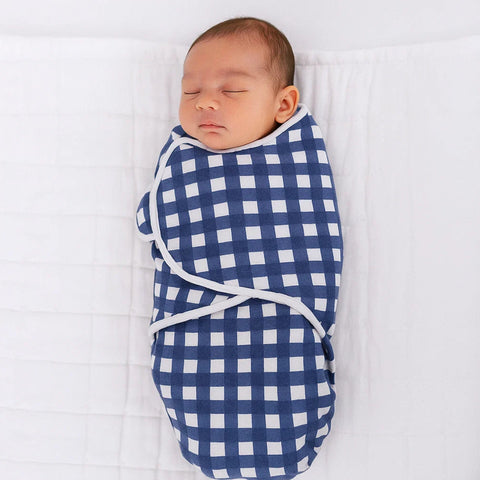 Hudson Baby - Quilted Swaddle Wrap - Blue & White Checks