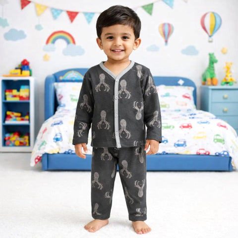 TBS - Cotton Jersey - Night Suit - Grey - Deer - 26
