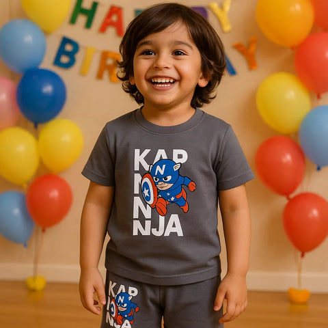 Lucido - T-Shirt & Shorts - Grey - Ninja