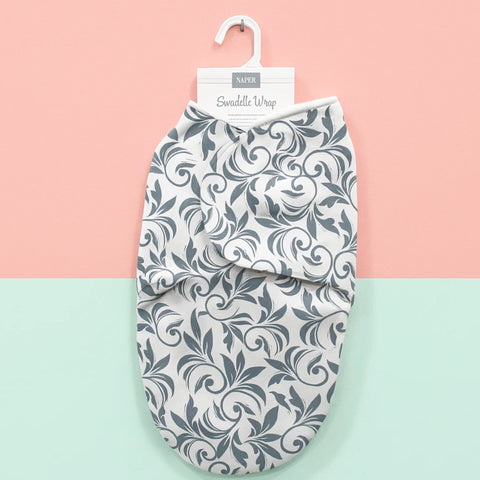 Aifeier - Plush Swaddle Wrap - Grey Leaves