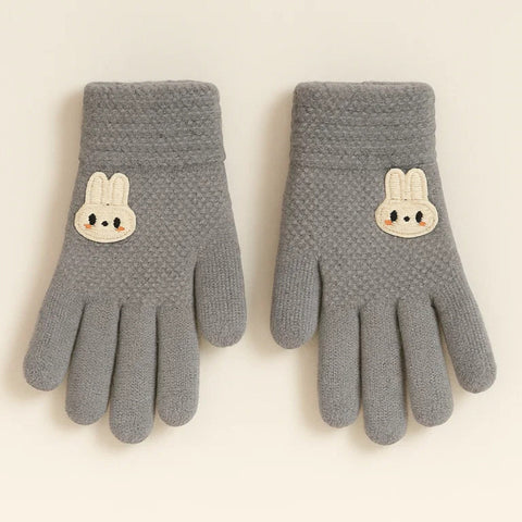 Pair of Gloves - Grey - Rabbit - (3-5 Years)