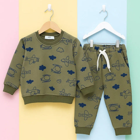 Z Kids - 2 Pieces - Suit Set - Green - Aeroplane - 25