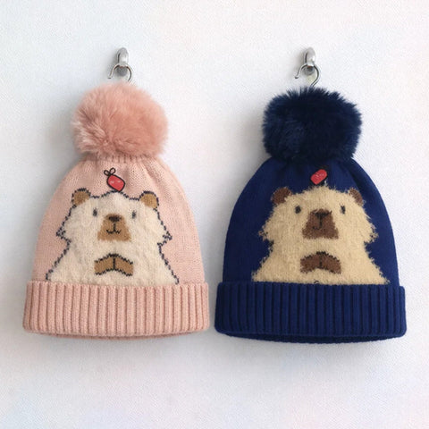 Pack of 2 - Woolen Caps - Royal Blue & Pink - Pom Bear - 26