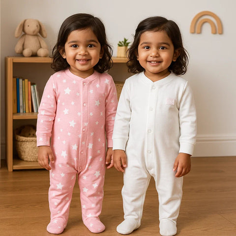 TBS - Pack of 2 Sleep Suits - Pink - Stars & Cuddles