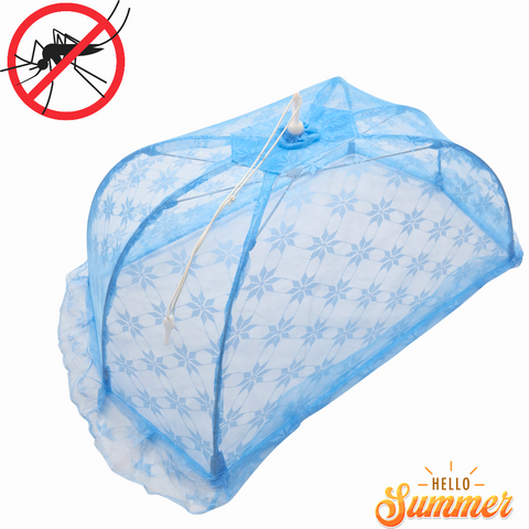 Stainless Steel - Foldable Umbrella Mosquito Net - Blue