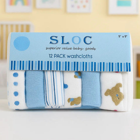 SLQC - Pack of 12 Face Towels - Blue - China
