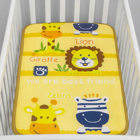 Best Mink Double Ply - Plush Blanket - Yellow - Lion & Giraffe - 40*28 Inches