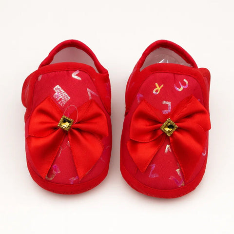 Xiao - Booties - Red - Alphabet Bow