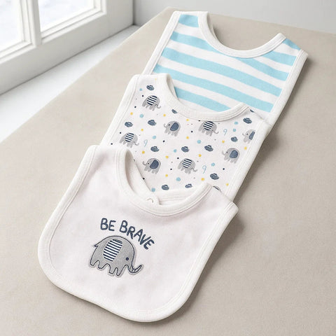 BRL - Pack of 3 - Baby Bibs - Elephant Theme