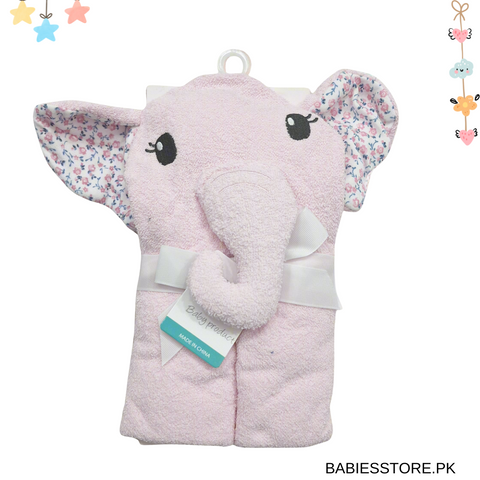 Baby Hooded Bath Towel - Pink - Elephant