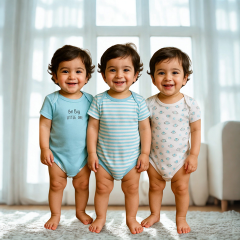 BRL - Pack of 3 - Short Sleeve Bodysuits - Blue - Lining
