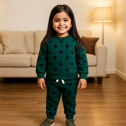 Z Kids - 2 Pieces - Suit Set - Dark Green - Flowers - 25