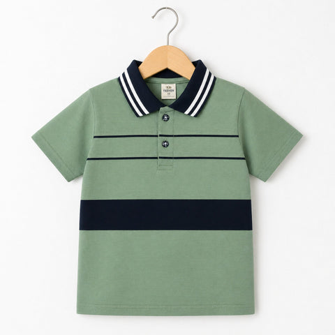 TA - Short Sleeve - Polo T-Shirt - Green - Stripes