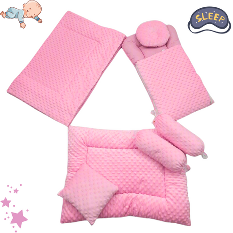 7 Pieces Velvet Bedding Set - Plain Dots