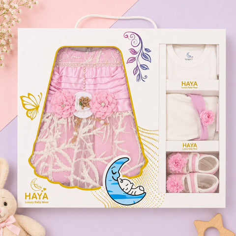 HY - 5 Pieces - Starter Set Box - Three Flowers - Fancy - Pink