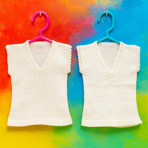 Pack of 2 - Woolen Vests V Neck - White