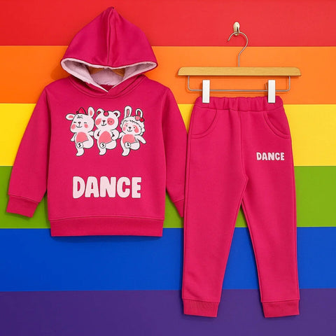 Mini - 2 Pieces - Hooded Set - Pink - Rabbit
