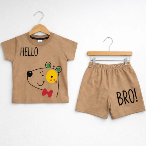 OL - Cotton Jersey - T-Shirt & Short - Brown - Hello