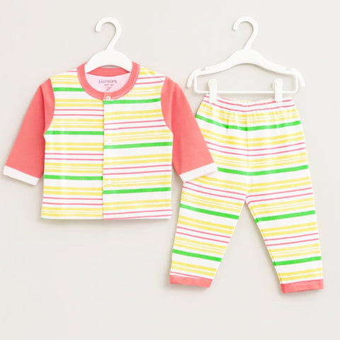 Junior's - Night Suit - Cotton Interlock - Pink - Stripes