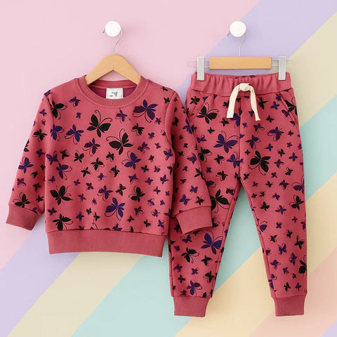 Z Kids - 2 Pieces - Suit Set - Dark Pink - Butterfly - 25