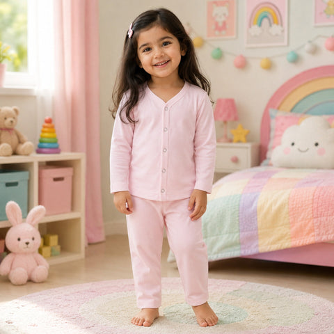 OLINI - Cotton Jersey - Night Suit - Light Pink - YAM