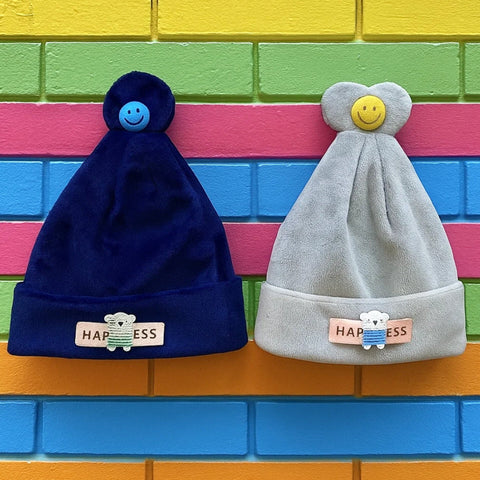 Pack of 2 - Velvet Caps - Grey & Navy Blue - Happiness - 25